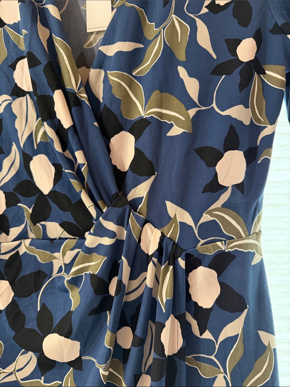 Banana Republic Navy Floral Faux-Wrap Dress with Blush and Olive Accents - Picture 4 of 4